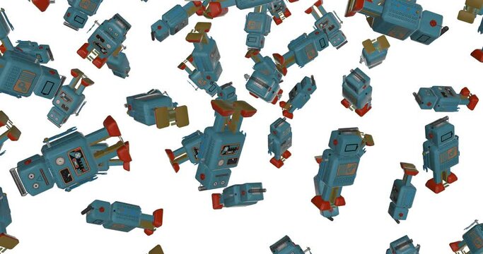 Vintage Toy Robot faling slow motion