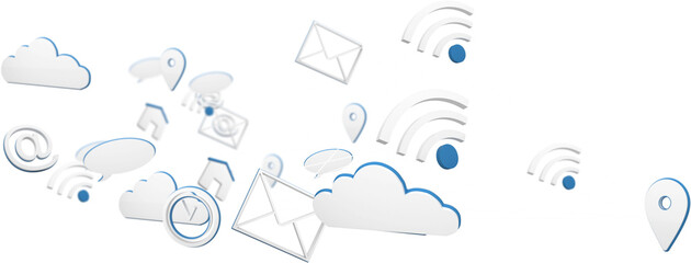 Lines connecting various networking icons