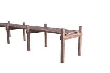 Wooden bridge on white background