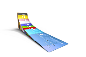 Domino game of colorful debit cards