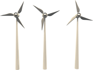 Three wind turbine machine