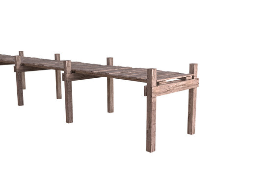 Fototapeta Wooden bridge on white background