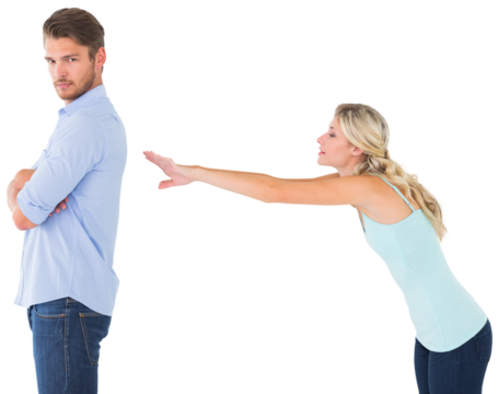Desperate blonde reaching for boyfriend - Powered by Adobe