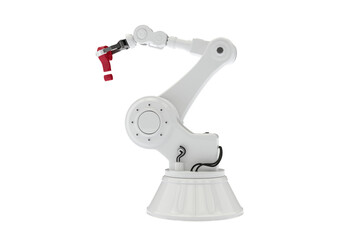 Computer graphic image of robotic arm holding question mark