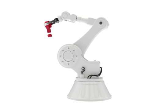 Computer graphic image of robotic arm holding question mark - Powered by Adobe