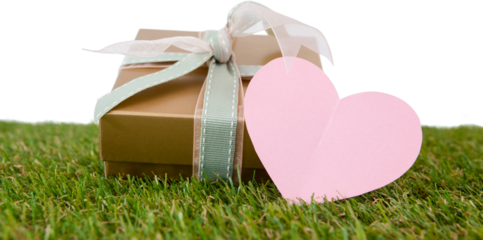 Heart shape tag on gift box 