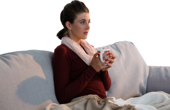 Thoughtful woman having coffee