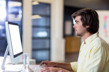 Businessman concentrating while working