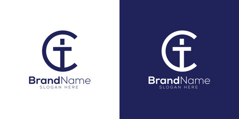Obraz premium Letter C T Christian plus logo design template