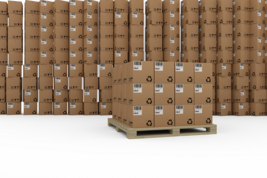 Brown cardboard boxes over white background
