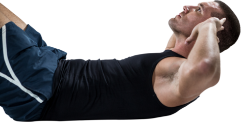 Determined athlete doing crunches