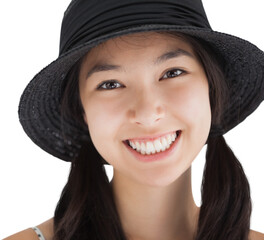 Smiling woman wearing hat 