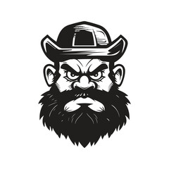 lumberjack, logo concept black and white color, hand drawn illustration