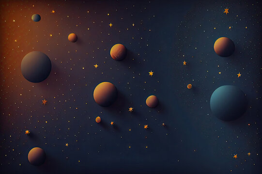 planets and stars on a dark background with space in the middle, illustration for your design ilustration. Generative AI
