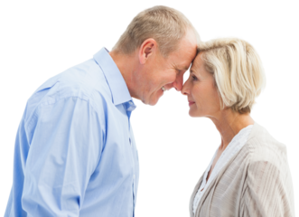 Happy mature couple facing each other