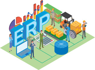 ERPによる情報一元管理のイメージイラスト
