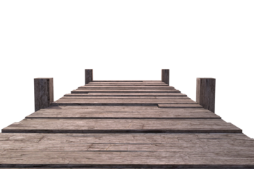 Wooden jetty over white background