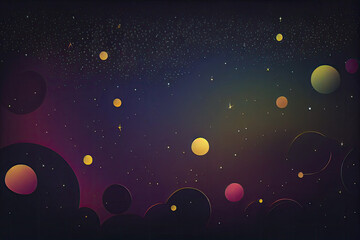 an abstract space scene with planets, stars and nebulas in the dark night sky illustration for your design. Generative AI