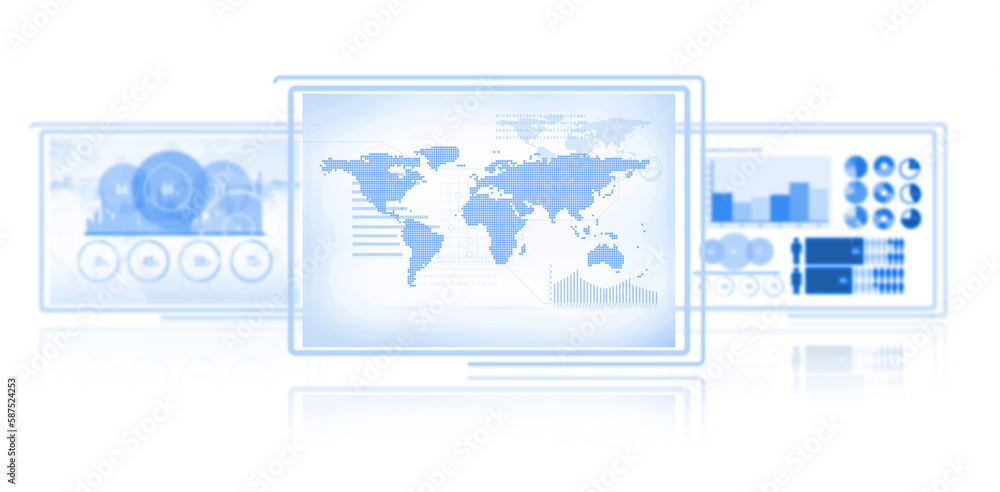 Aufkleber vector image of map and business charts