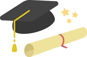 Graduation hat and degree icon - obrazy, fototapety, plakaty