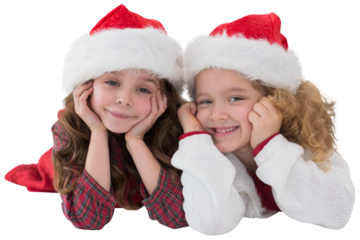 Festive little siblings smiling at camera