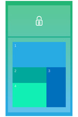 Digital image of colorful blank notes and lock