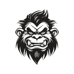 troll, logo concept black and white color, hand drawn illustration