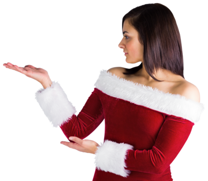 Pretty girl presenting in santa outfit 