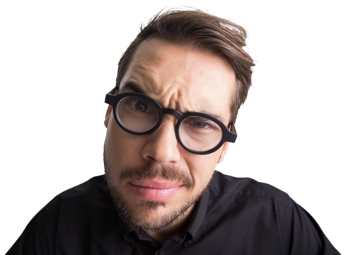 Portrait of a doubtful businessman with glasses