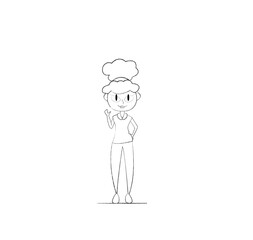 Cartoon Woman with Curly Hair Waving
