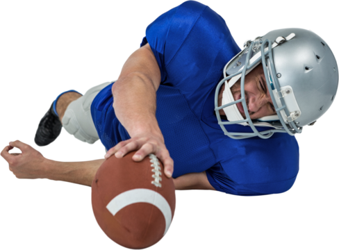 American football player struggling to catch the ball - Powered by Adobe