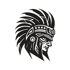 warrior, logo concept black and white color, hand drawn illustration