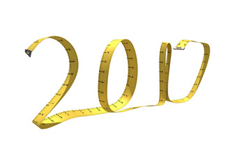 Digital image of new year written with tape measure