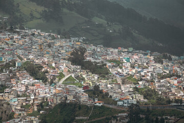 high density multi story urban housing built on a steep hill in an earthquake vulnerable area of...