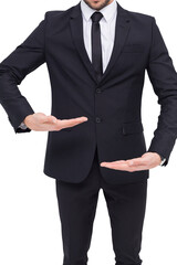 Businessman presenting something with his hands