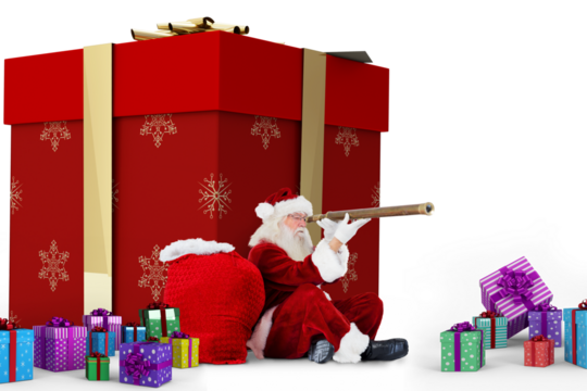 Santa looking through a telescope - Powered by Adobe