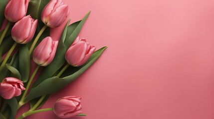 Spring tulip flowers with copy space for Mother's Day, Generative ai