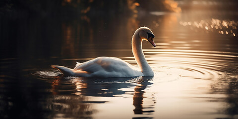 Peaceful Swan on Serene Lake
