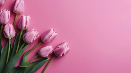 Spring tulip flowers with copy space for Mother's Day, Generative ai
