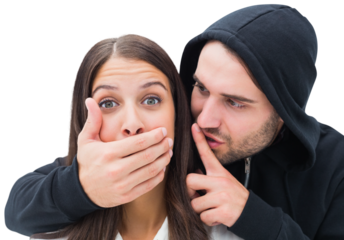 Woman being attacked by scary man