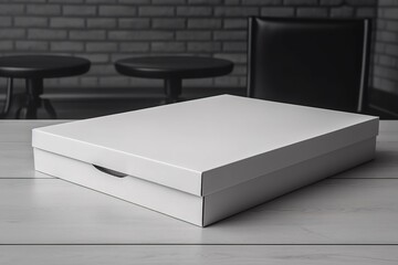 Blank white pizza packaging box for mockup illustration with Generative AI