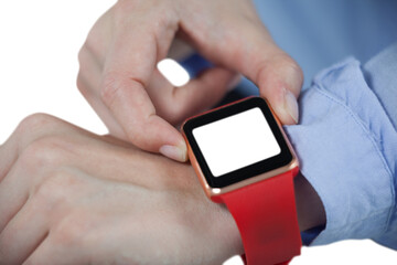 Businesswoman using smartwatch
