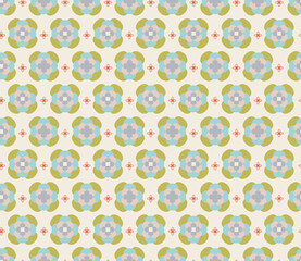  Geometric flower shape seamless pattern.