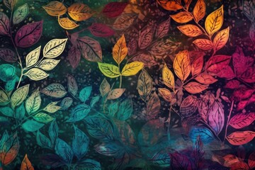 vibrant leaves set against a black backdrop. Generative AI