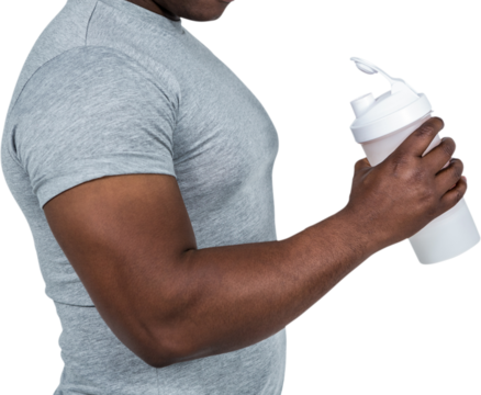 Fit man with protein shake
