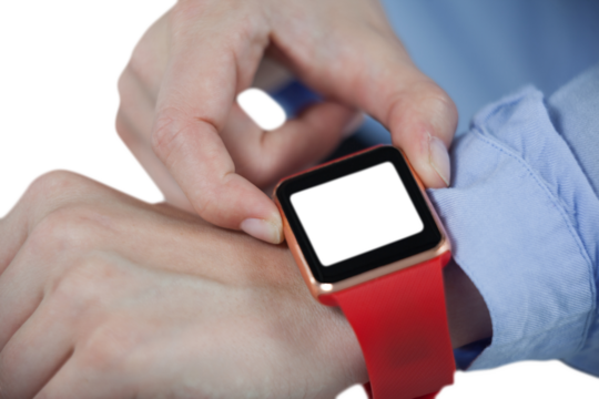 Businesswoman using smartwatch