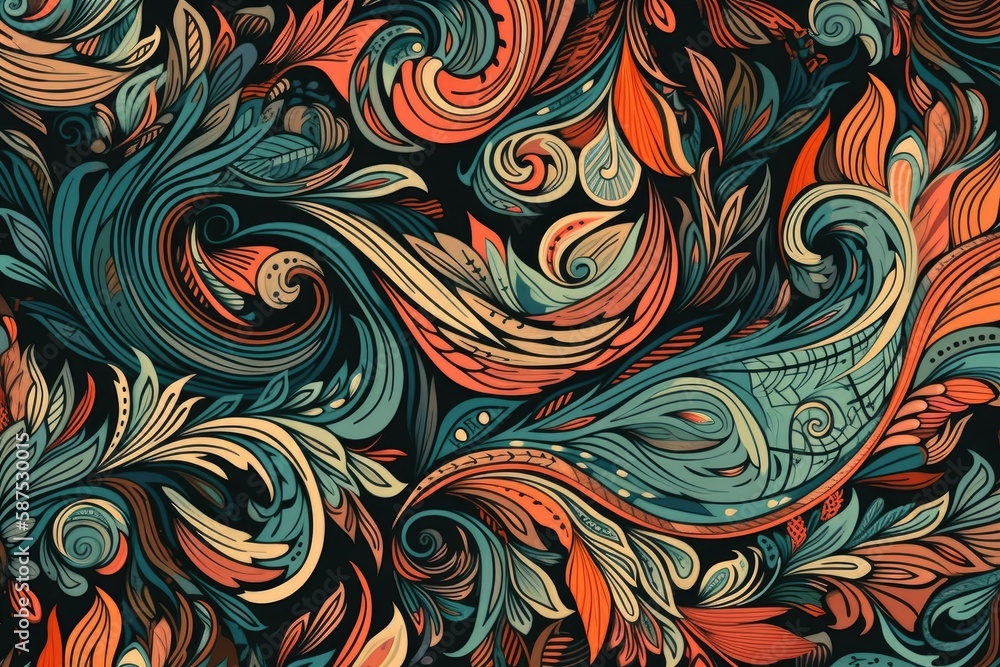 Poster colorful and vibrant space scene with multiple planets and stars. generative ai