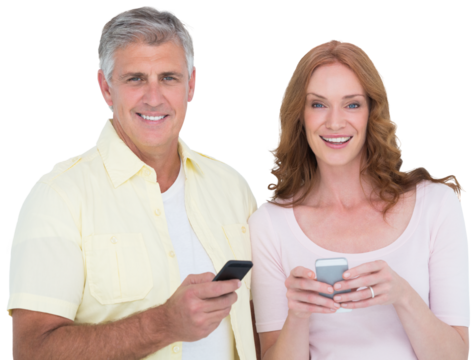 Casual couple sending text messages - Powered by Adobe