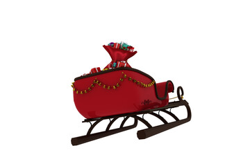 Digitally generated image of Christmas sledge with present