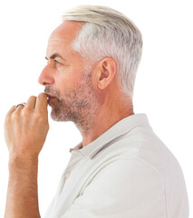 Man staying silent with finger on lips